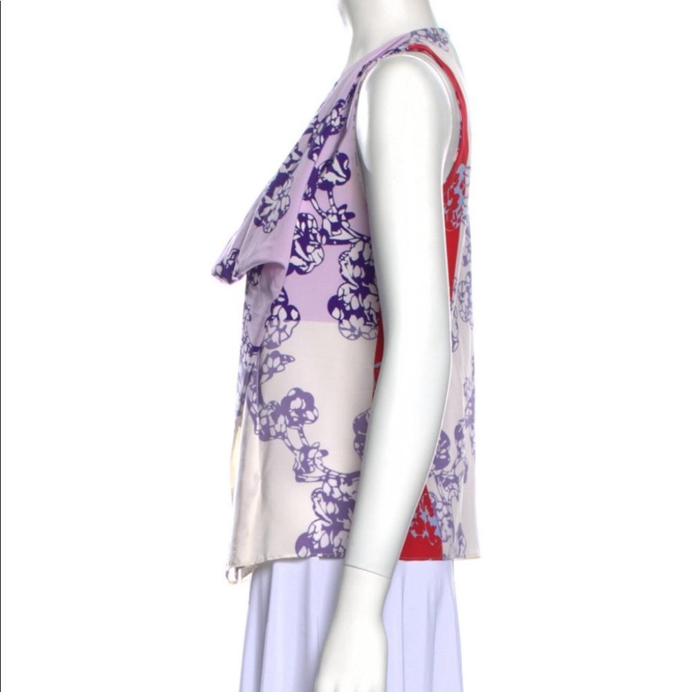 Diane Von Furstenberg Silk Floral Print Blouse - Picture 3 of 13